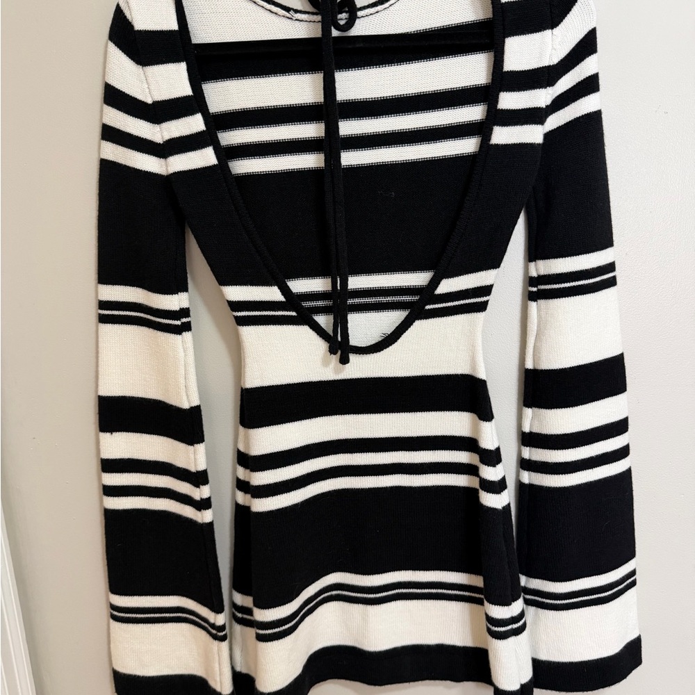 Black and White Striped Knit Dress/Coverup - Picture 4 of 6